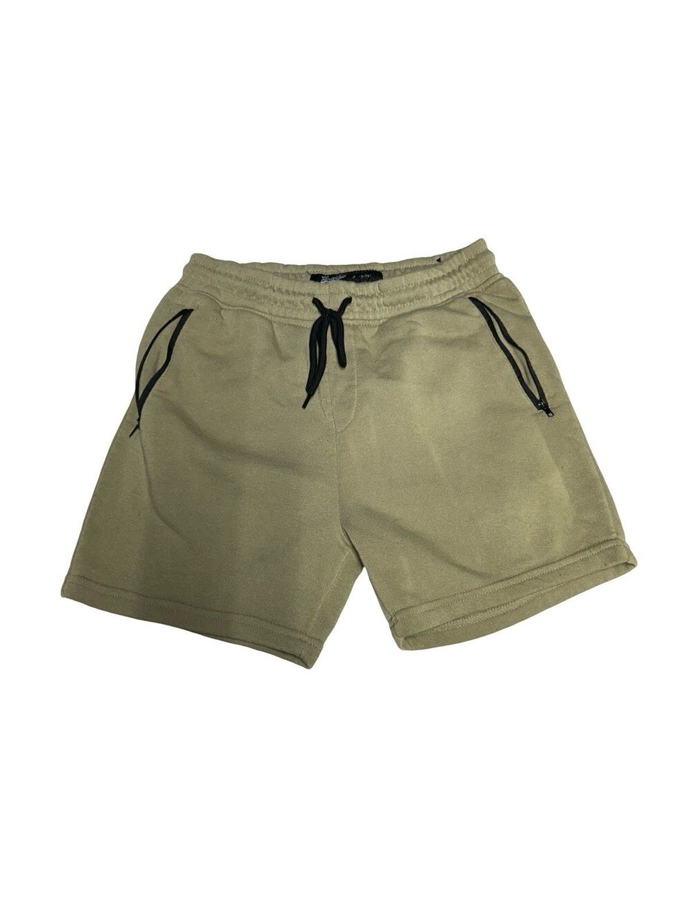 Brooklyn Cloth Olive Fleece Sweat Shorts Mens Small Drawstring Zip Pocket Casual